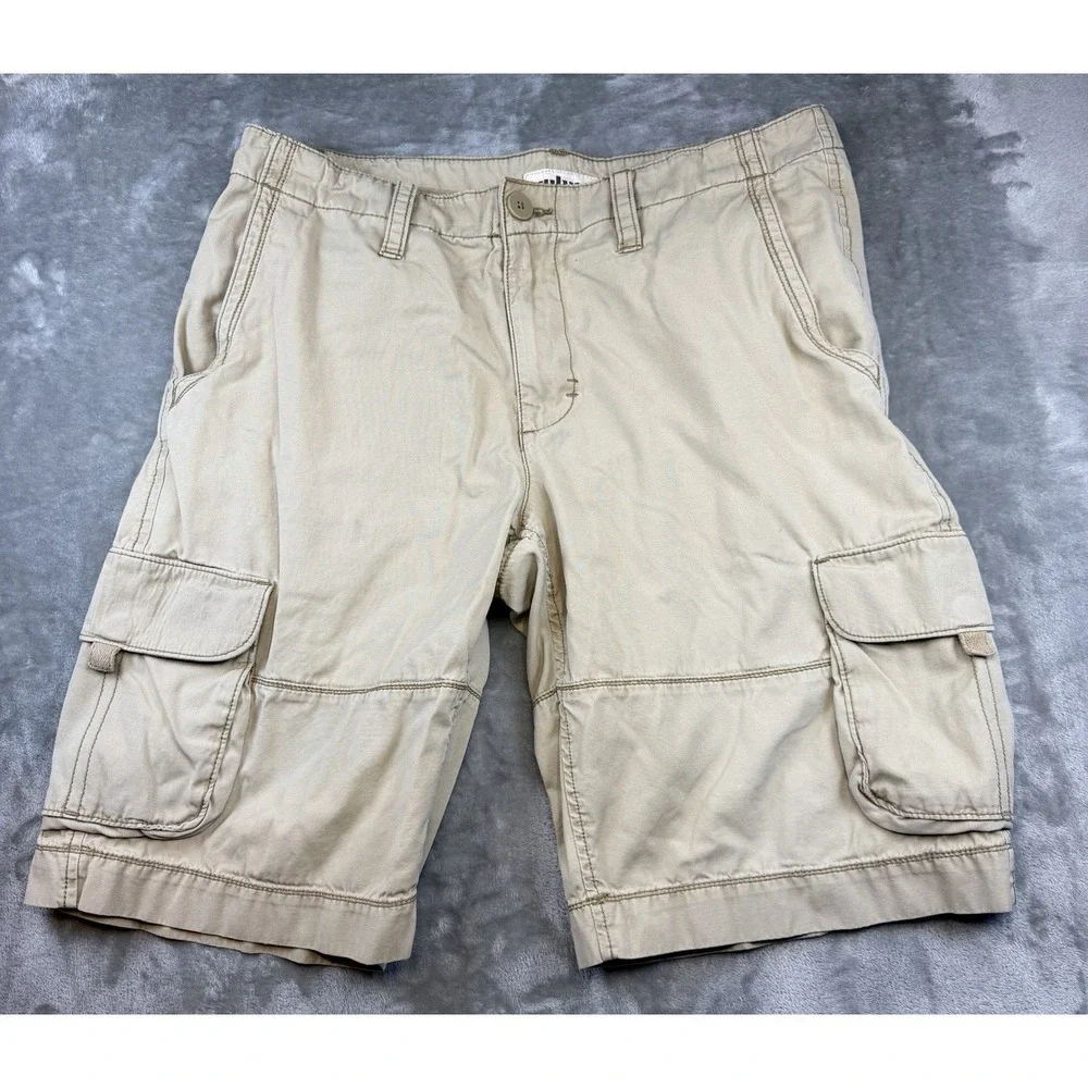 Urban Pipeline Mens Size 34x11.5 Cargo Shorts Khaki Tan Cotton Relaxed